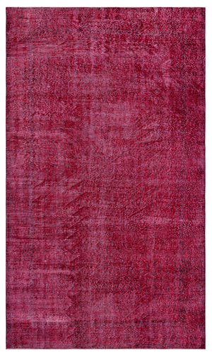 Red Over Dyed Vintage Rug 5'5'' x 9'3'' ft 165 x 281 cm