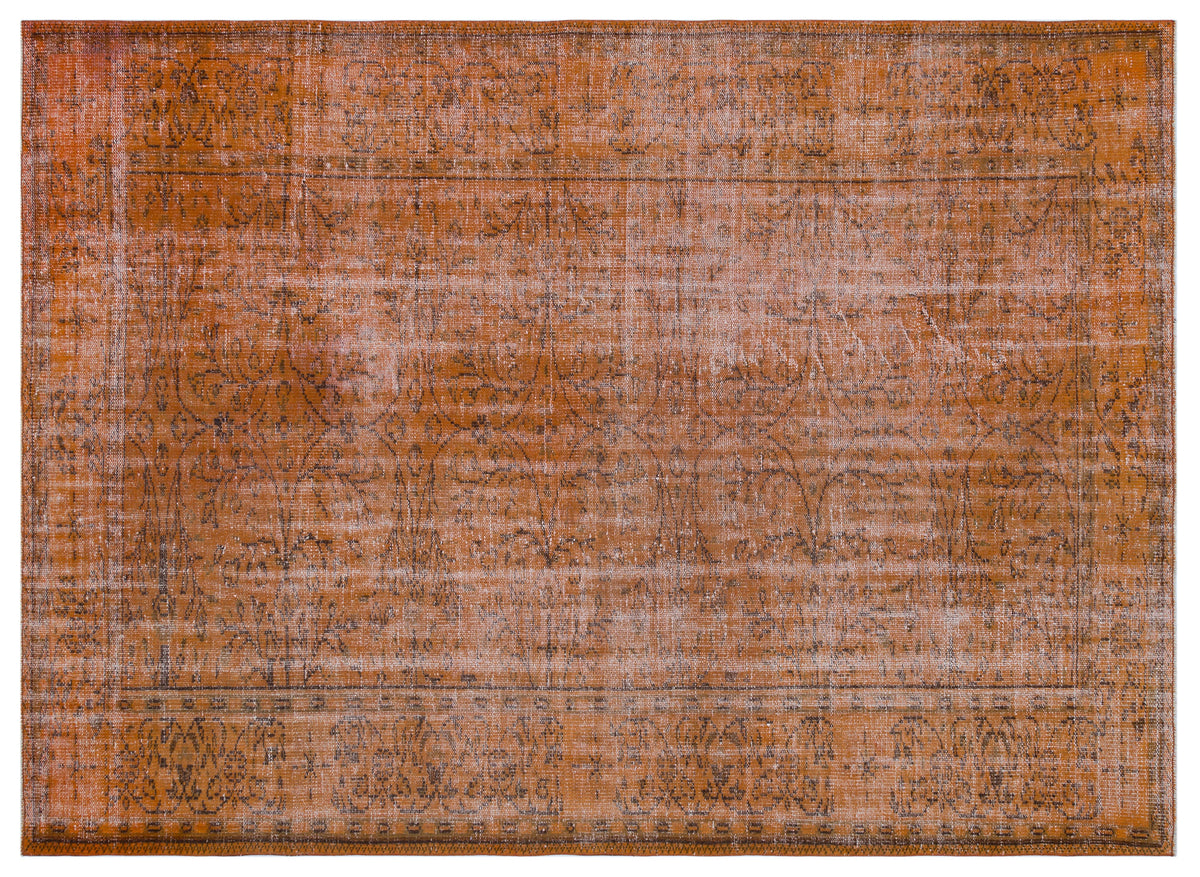 Brown Over Dyed Vintage Rug 6&#39;1&#39;&#39; x 8&#39;5&#39;&#39; ft 186 x 256 cm