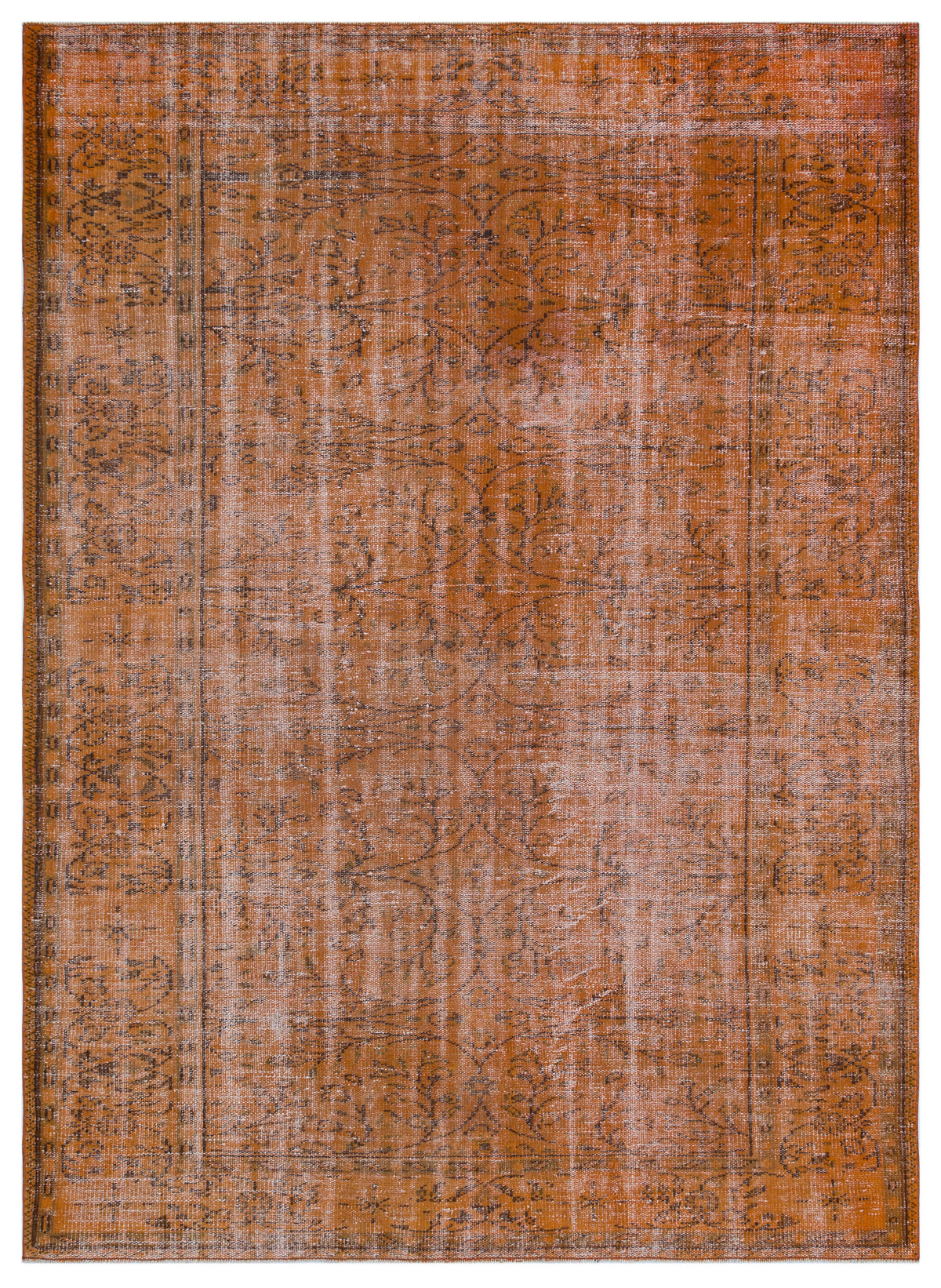 Brown Over Dyed Vintage Rug 6&#39;1&#39;&#39; x 8&#39;5&#39;&#39; ft 186 x 256 cm