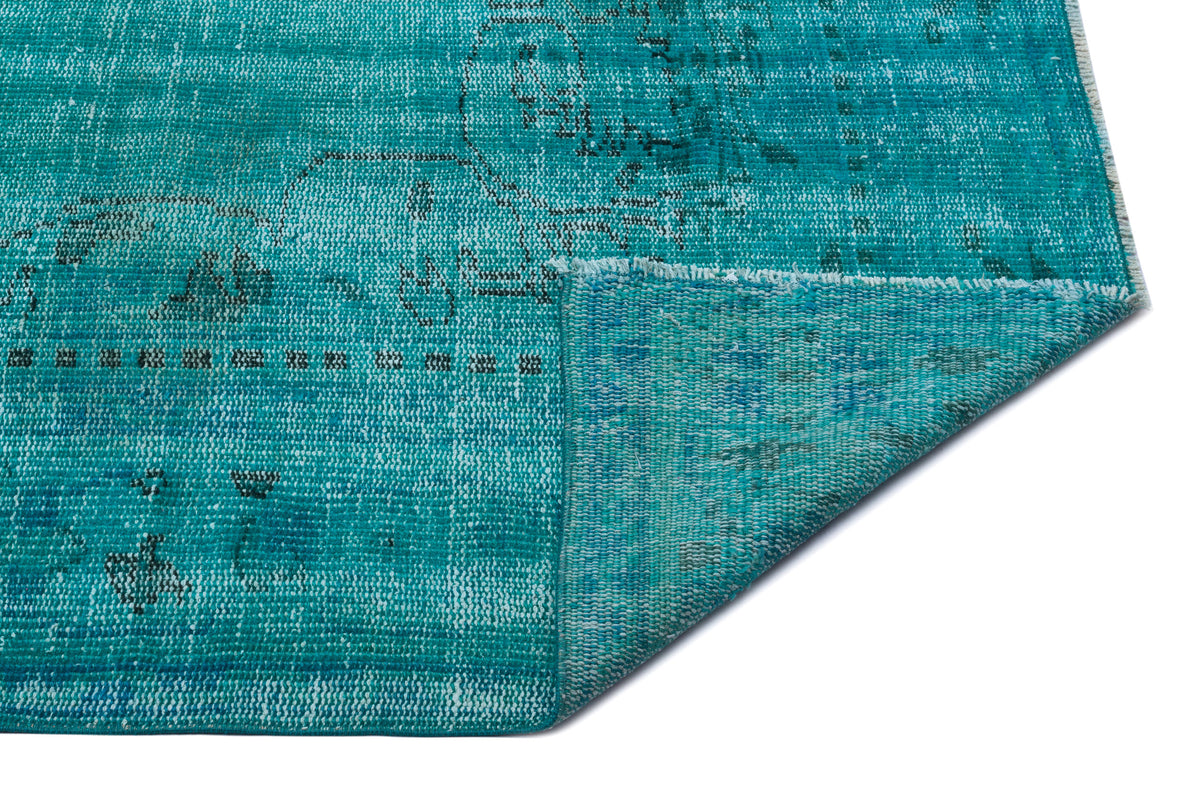 Turquoise  Over Dyed Vintage Rug 5&#39;7&#39;&#39; x 8&#39;8&#39;&#39; ft 170 x 265 cm