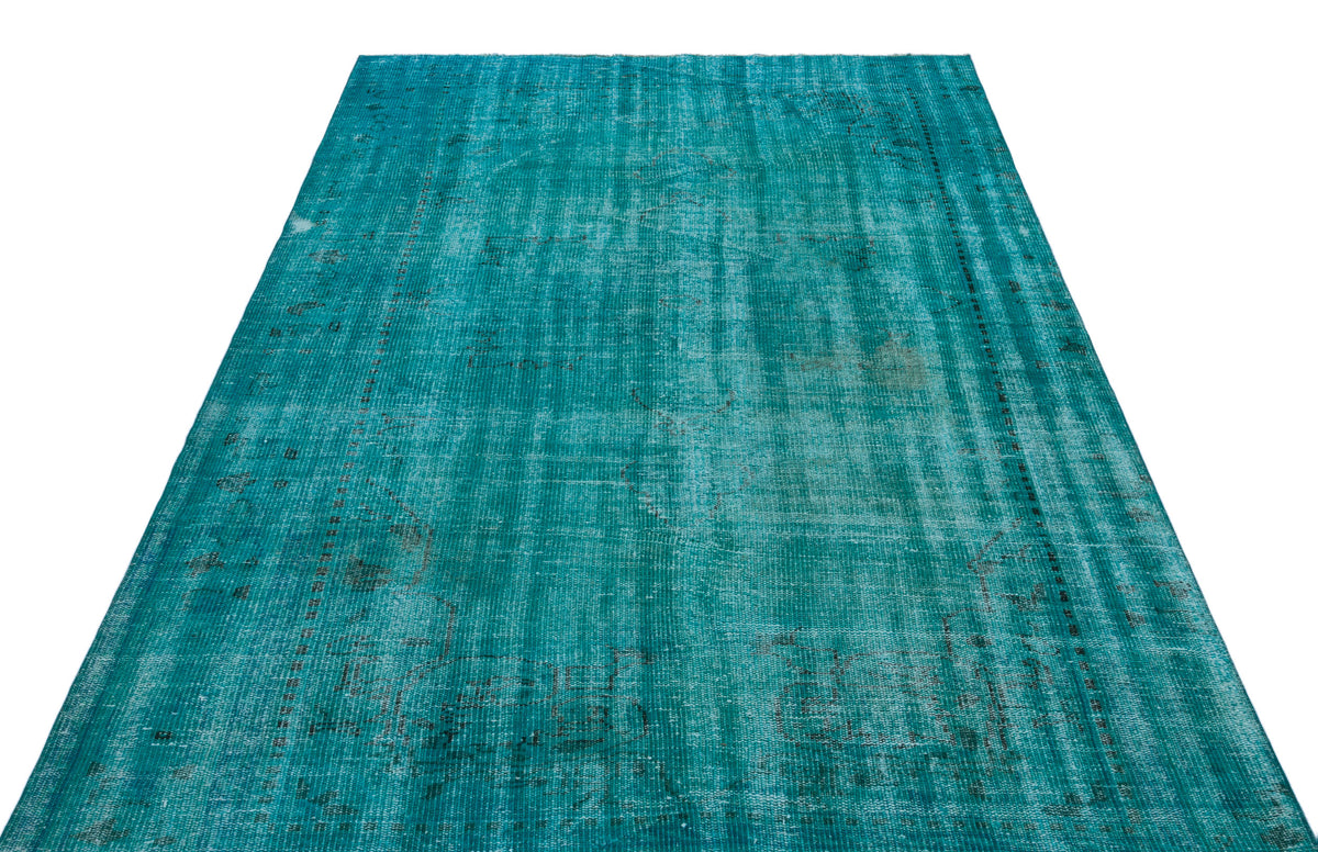 Turquoise  Over Dyed Vintage Rug 5&#39;7&#39;&#39; x 8&#39;8&#39;&#39; ft 170 x 265 cm