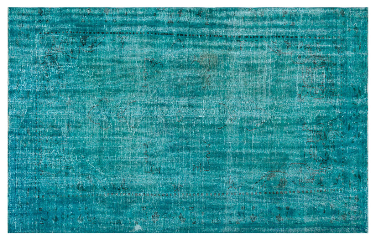Turquoise  Over Dyed Vintage Rug 5&#39;7&#39;&#39; x 8&#39;8&#39;&#39; ft 170 x 265 cm