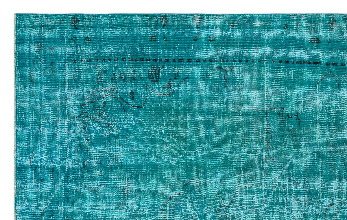 Turquoise  Over Dyed Vintage Rug 5&#39;7&#39;&#39; x 8&#39;8&#39;&#39; ft 170 x 265 cm