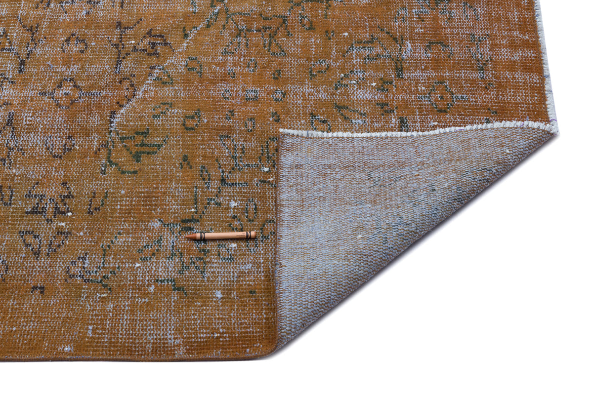 Brown Over Dyed Vintage Rug 5&#39;10&#39;&#39; x 9&#39;9&#39;&#39; ft 178 x 296 cm