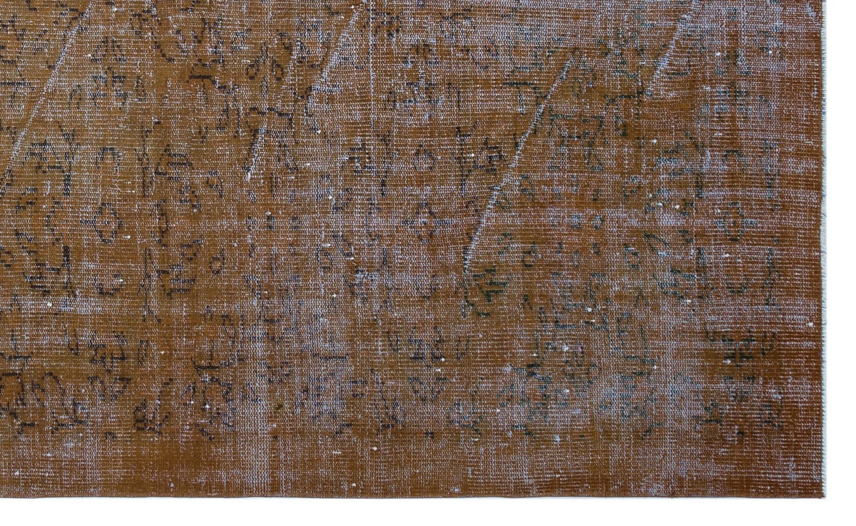 Brown Over Dyed Vintage Rug 5&#39;10&#39;&#39; x 9&#39;9&#39;&#39; ft 178 x 296 cm