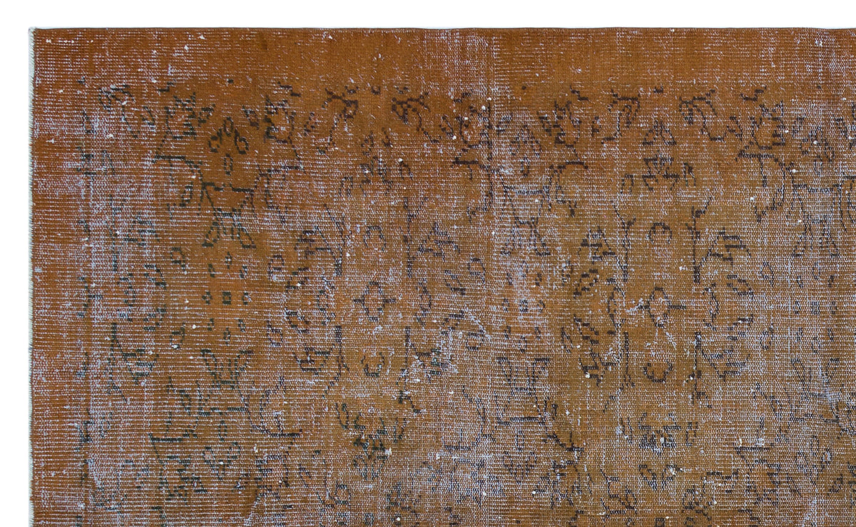 Brown Over Dyed Vintage Rug 5&#39;10&#39;&#39; x 9&#39;9&#39;&#39; ft 178 x 296 cm