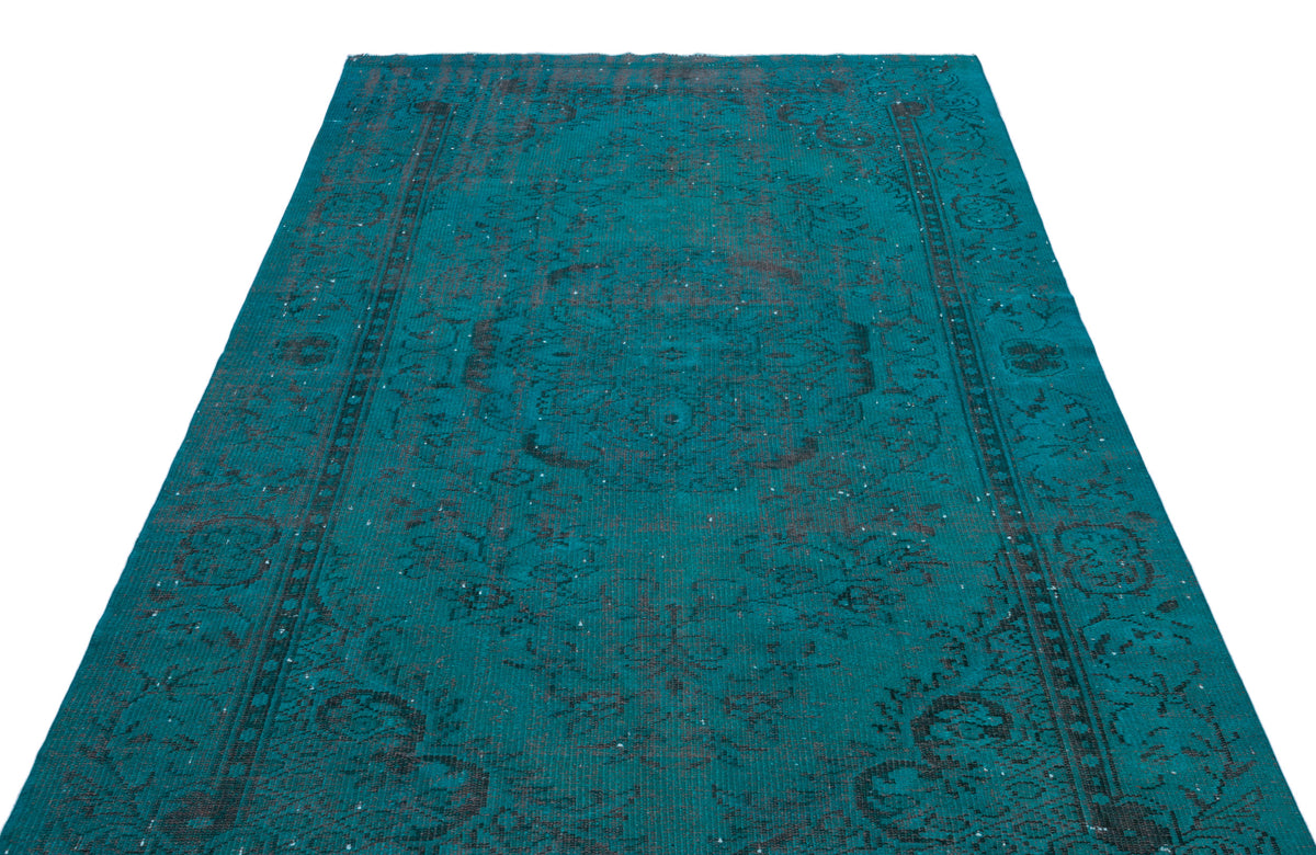 Turquoise  Over Dyed Vintage Rug 5&#39;4&#39;&#39; x 9&#39;1&#39;&#39; ft 163 x 278 cm