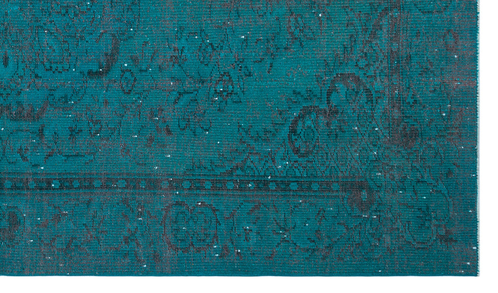 Turquoise  Over Dyed Vintage Rug 5'4'' x 9'1'' ft 163 x 278 cm