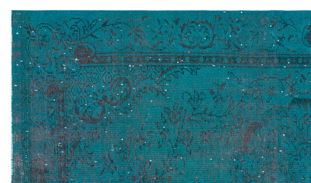Turquoise  Over Dyed Vintage Rug 5'4'' x 9'1'' ft 163 x 278 cm