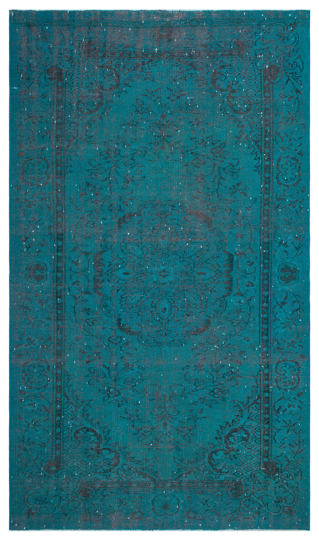 Turquoise  Over Dyed Vintage Rug 5'4'' x 9'1'' ft 163 x 278 cm
