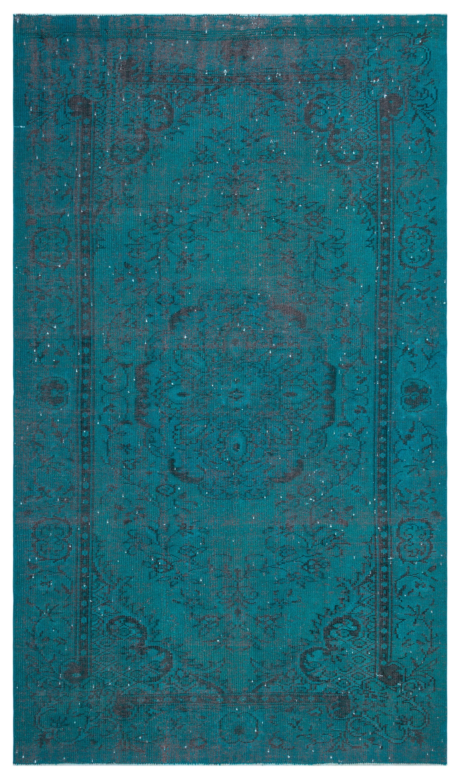 Turquoise  Over Dyed Vintage Rug 5'4'' x 9'1'' ft 163 x 278 cm