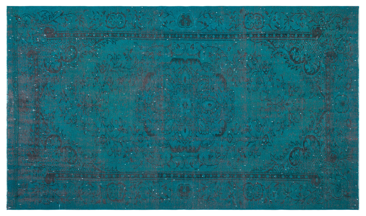 Turquoise  Over Dyed Vintage Rug 5&#39;4&#39;&#39; x 9&#39;1&#39;&#39; ft 163 x 278 cm