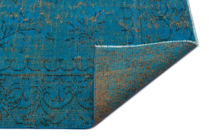 Turquoise  Over Dyed Vintage Rug 6'4'' x 8'10'' ft 194 x 270 cm