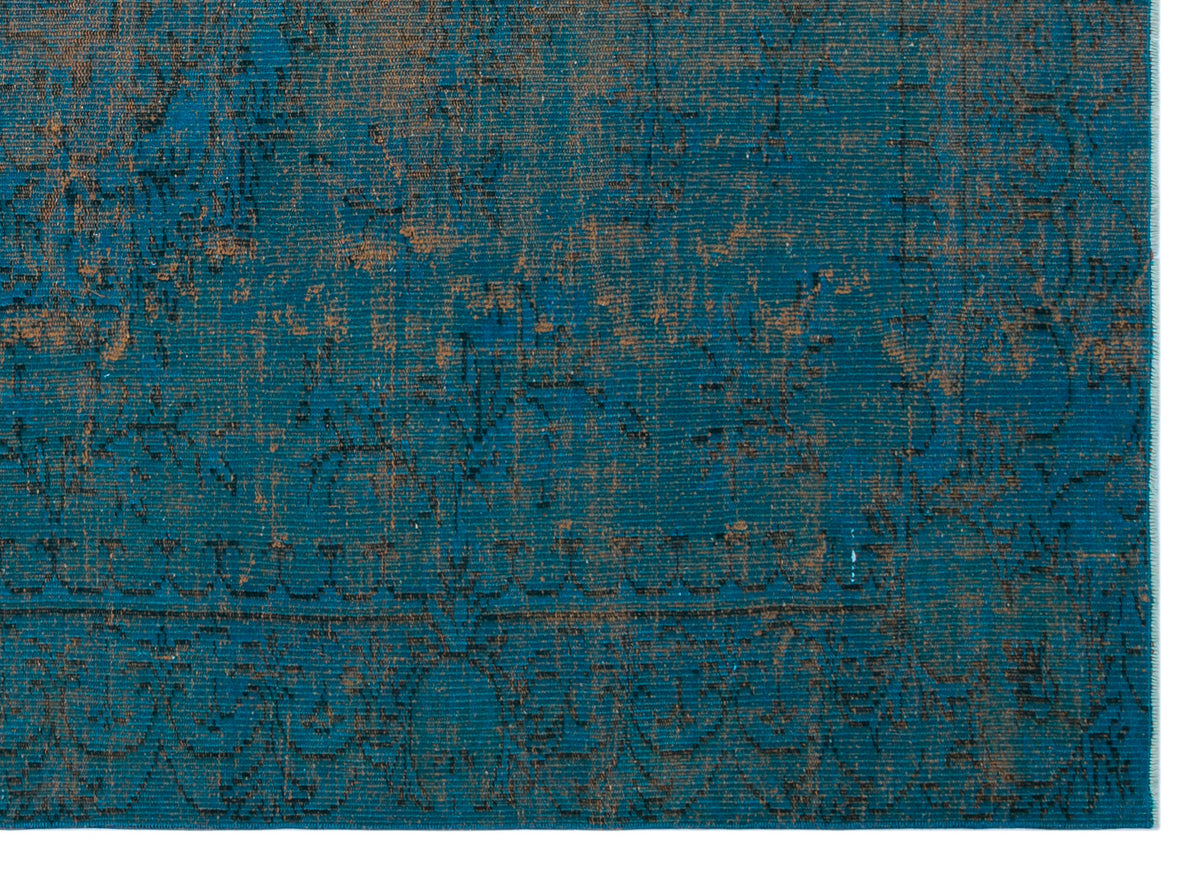 Turquoise  Over Dyed Vintage Rug 6&#39;4&#39;&#39; x 8&#39;10&#39;&#39; ft 194 x 270 cm