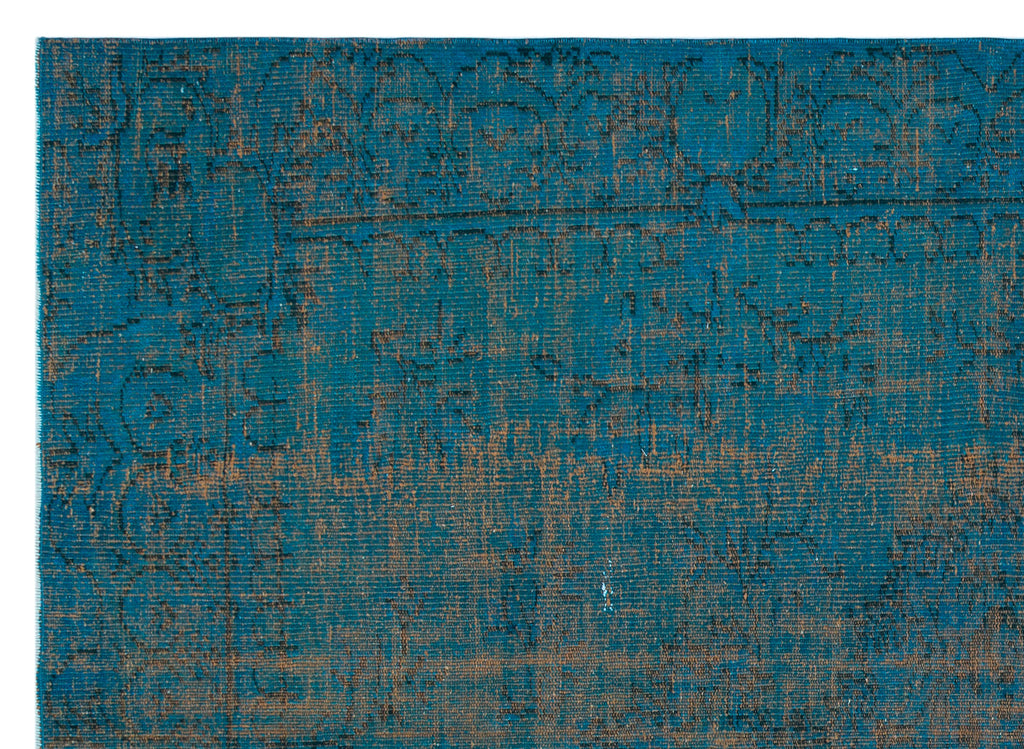Turquoise  Over Dyed Vintage Rug 6'4'' x 8'10'' ft 194 x 270 cm