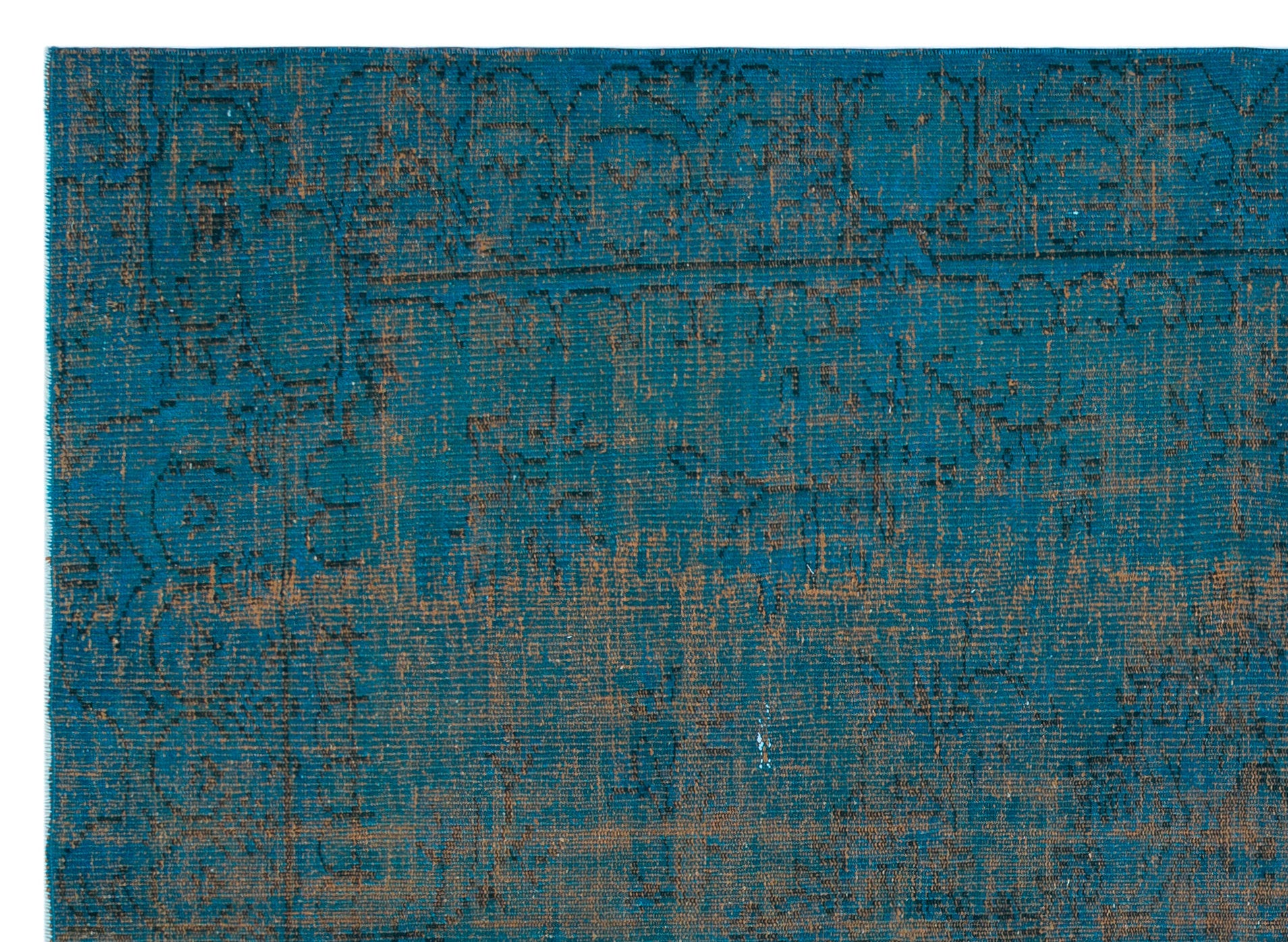 Turquoise  Over Dyed Vintage Rug 6'4'' x 8'10'' ft 194 x 270 cm