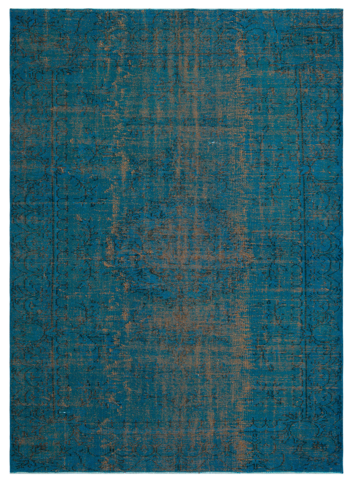 Turquoise  Over Dyed Vintage Rug 6&#39;4&#39;&#39; x 8&#39;10&#39;&#39; ft 194 x 270 cm