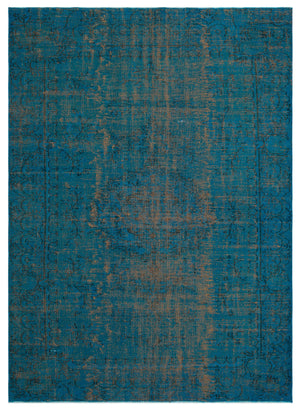 Turquoise  Over Dyed Vintage Rug 6'4'' x 8'10'' ft 194 x 270 cm