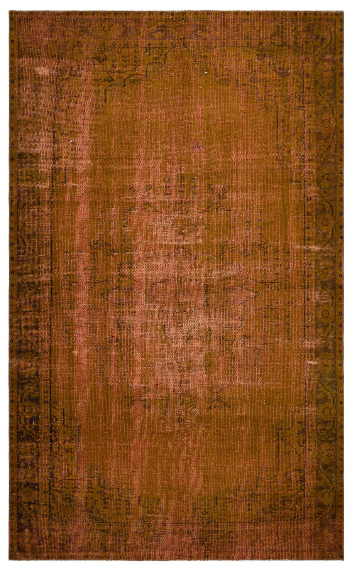 Brown Over Dyed Vintage Rug 6&#39;0&#39;&#39; x 9&#39;10&#39;&#39; ft 184 x 300 cm