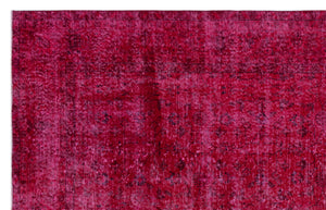 Red Over Dyed Vintage Rug 6'6'' x 10'2'' ft 197 x 310 cm