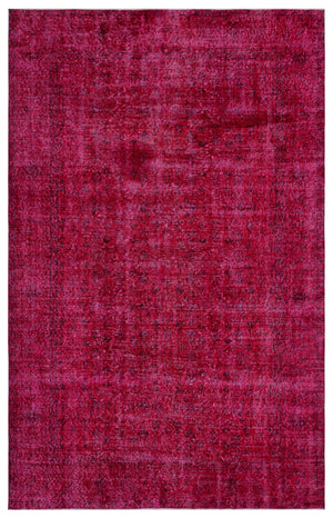 Red Over Dyed Vintage Rug 6'6'' x 10'2'' ft 197 x 310 cm