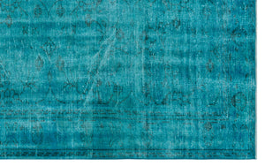 Turquoise  Over Dyed Vintage Rug 5'9'' x 9'1'' ft 174 x 278 cm