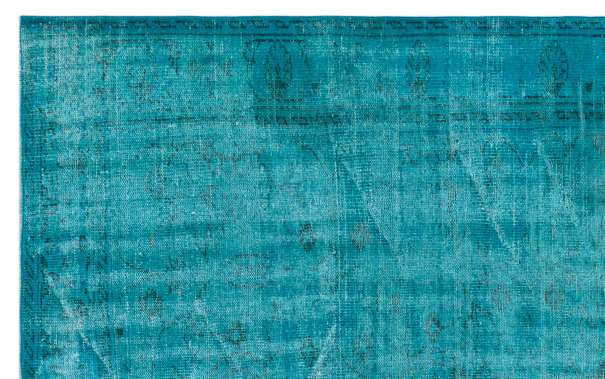 Turquoise  Over Dyed Vintage Rug 5&#39;9&#39;&#39; x 9&#39;1&#39;&#39; ft 174 x 278 cm