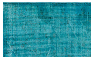 Turquoise  Over Dyed Vintage Rug 5'9'' x 9'1'' ft 174 x 278 cm