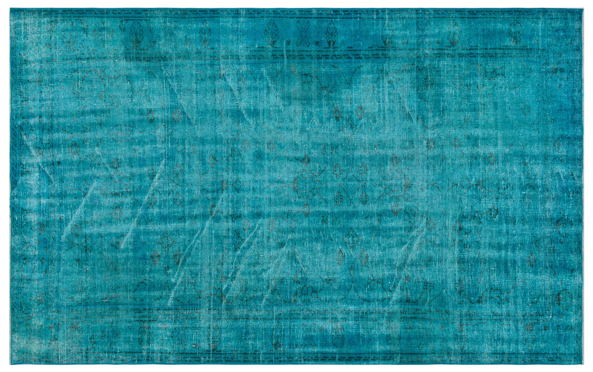 Turquoise  Over Dyed Vintage Rug 5&#39;9&#39;&#39; x 9&#39;1&#39;&#39; ft 174 x 278 cm