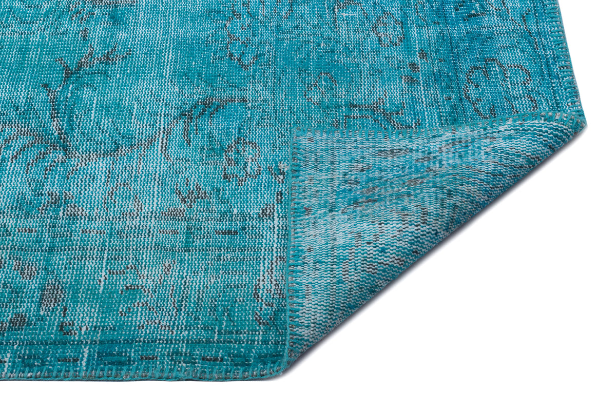 Turquoise  Over Dyed Vintage Rug 5&#39;9&#39;&#39; x 9&#39;10&#39;&#39; ft 174 x 300 cm