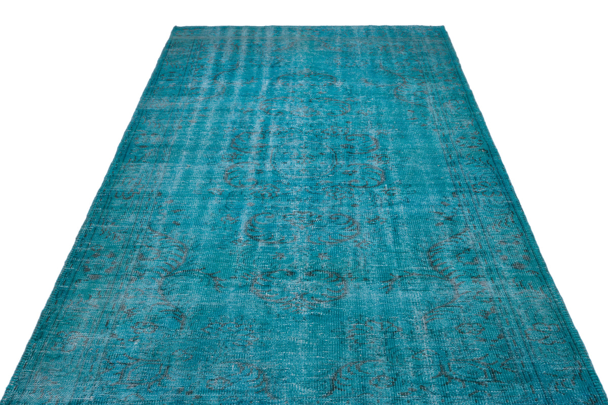 Turquoise  Over Dyed Vintage Rug 5&#39;9&#39;&#39; x 9&#39;10&#39;&#39; ft 174 x 300 cm