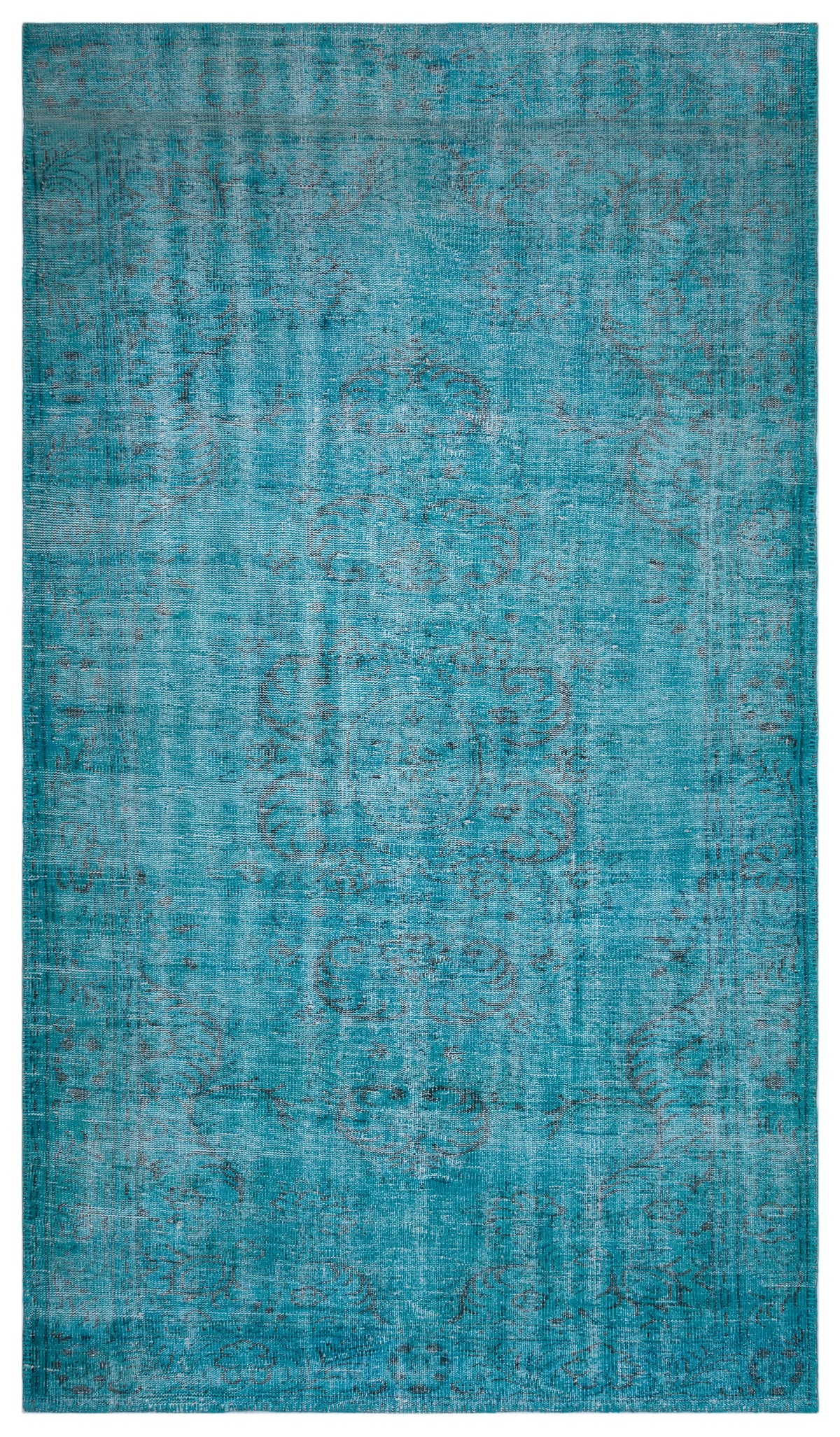 Turquoise  Over Dyed Vintage Rug 5&#39;9&#39;&#39; x 9&#39;10&#39;&#39; ft 174 x 300 cm