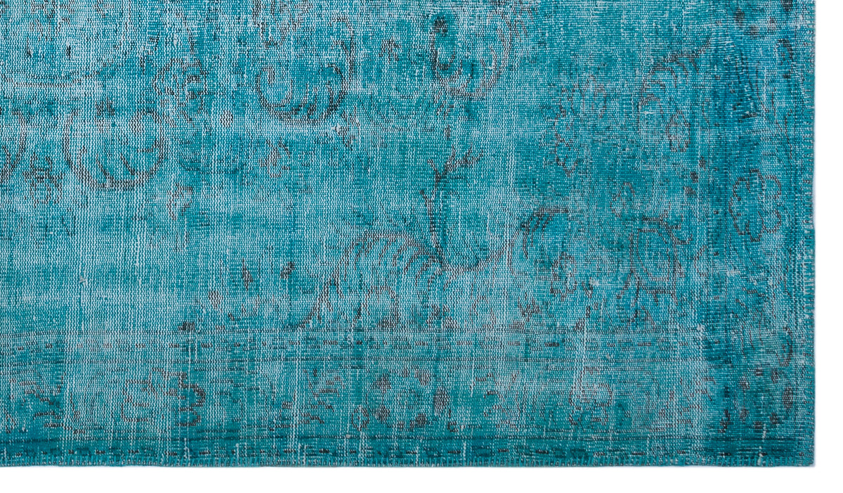 Turquoise  Over Dyed Vintage Rug 5&#39;9&#39;&#39; x 9&#39;10&#39;&#39; ft 174 x 300 cm