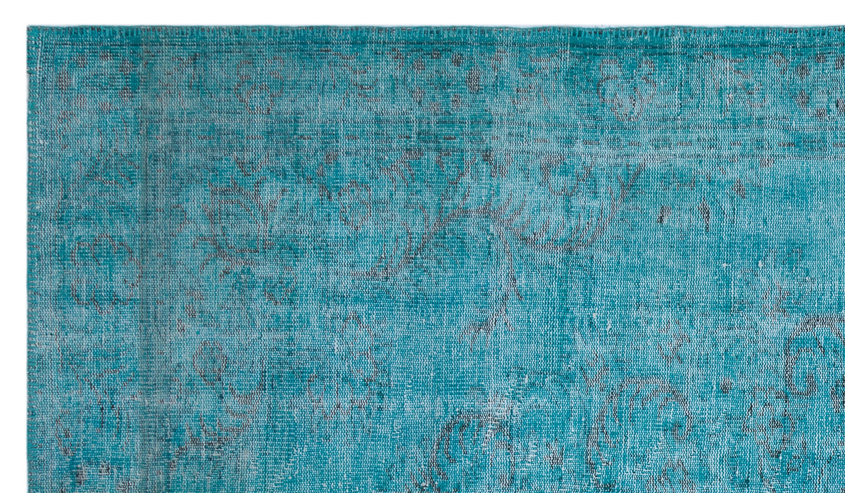 Turquoise  Over Dyed Vintage Rug 5&#39;9&#39;&#39; x 9&#39;10&#39;&#39; ft 174 x 300 cm