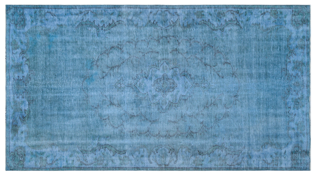 Blue Over Dyed Vintage Rug 4'8'' x 8'5'' ft 143 x 256 cm