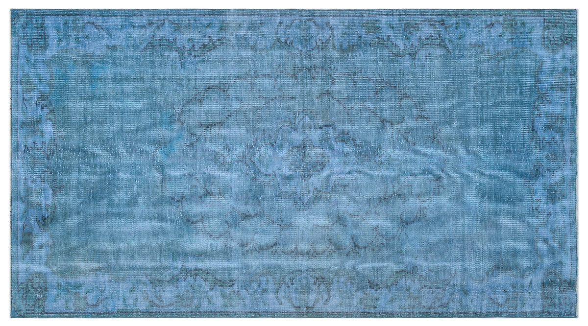 Blue Over Dyed Vintage Rug 4&#39;8&#39;&#39; x 8&#39;5&#39;&#39; ft 143 x 256 cm