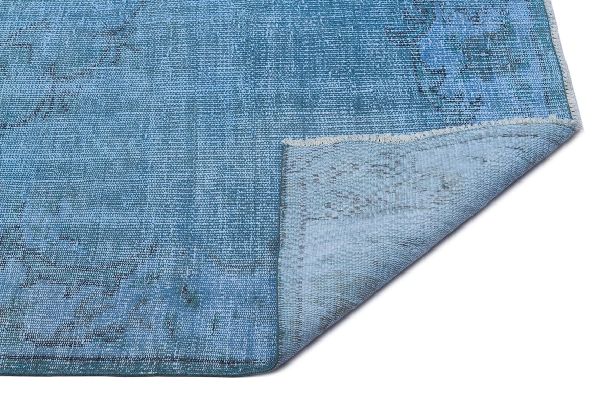 Blue Over Dyed Vintage Rug 4&#39;8&#39;&#39; x 8&#39;5&#39;&#39; ft 143 x 256 cm