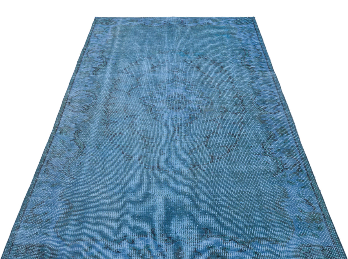 Blue Over Dyed Vintage Rug 4&#39;8&#39;&#39; x 8&#39;5&#39;&#39; ft 143 x 256 cm