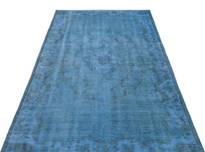 Blue Over Dyed Vintage Rug 4'8'' x 8'5'' ft 143 x 256 cm