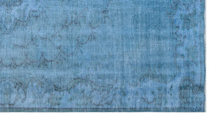 Blue Over Dyed Vintage Rug 4'8'' x 8'5'' ft 143 x 256 cm