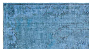 Blue Over Dyed Vintage Rug 4'8'' x 8'5'' ft 143 x 256 cm