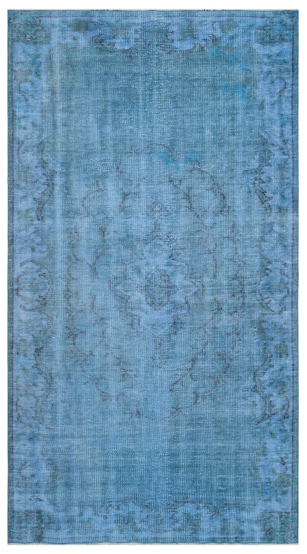 Blue Over Dyed Vintage Rug 4'8'' x 8'5'' ft 143 x 256 cm
