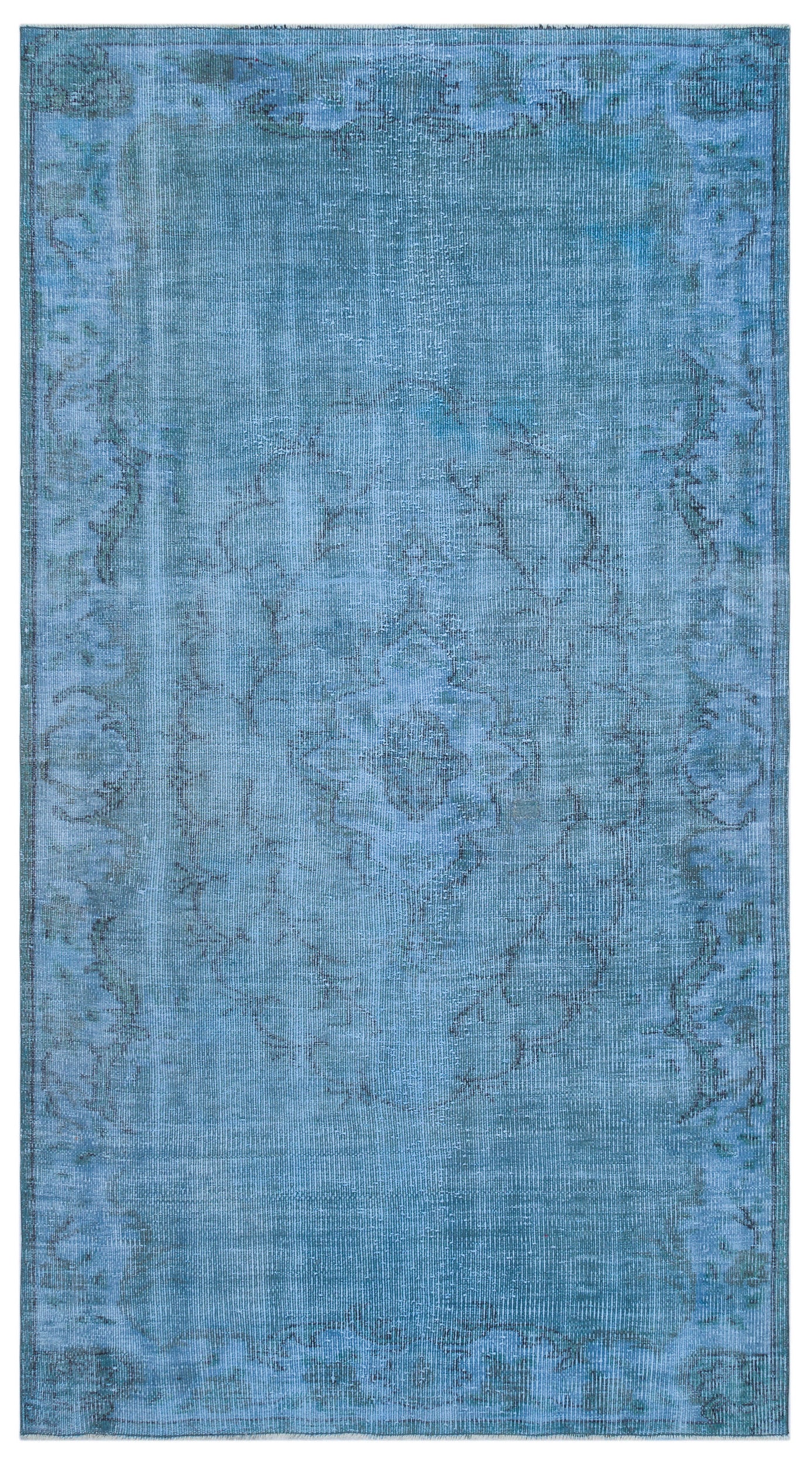 Blue Over Dyed Vintage Rug 4'8'' x 8'5'' ft 143 x 256 cm