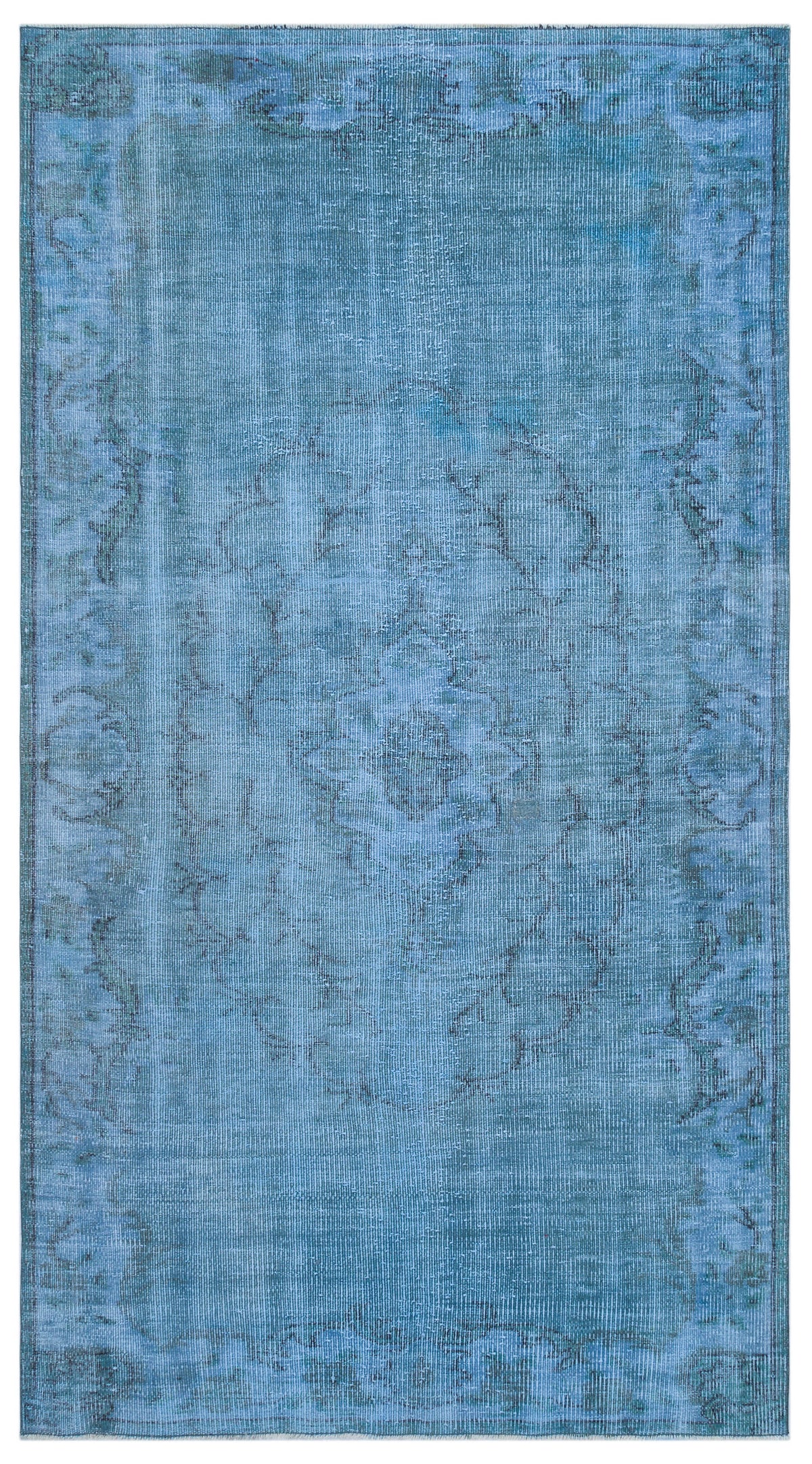 Blue Over Dyed Vintage Rug 4&#39;8&#39;&#39; x 8&#39;5&#39;&#39; ft 143 x 256 cm