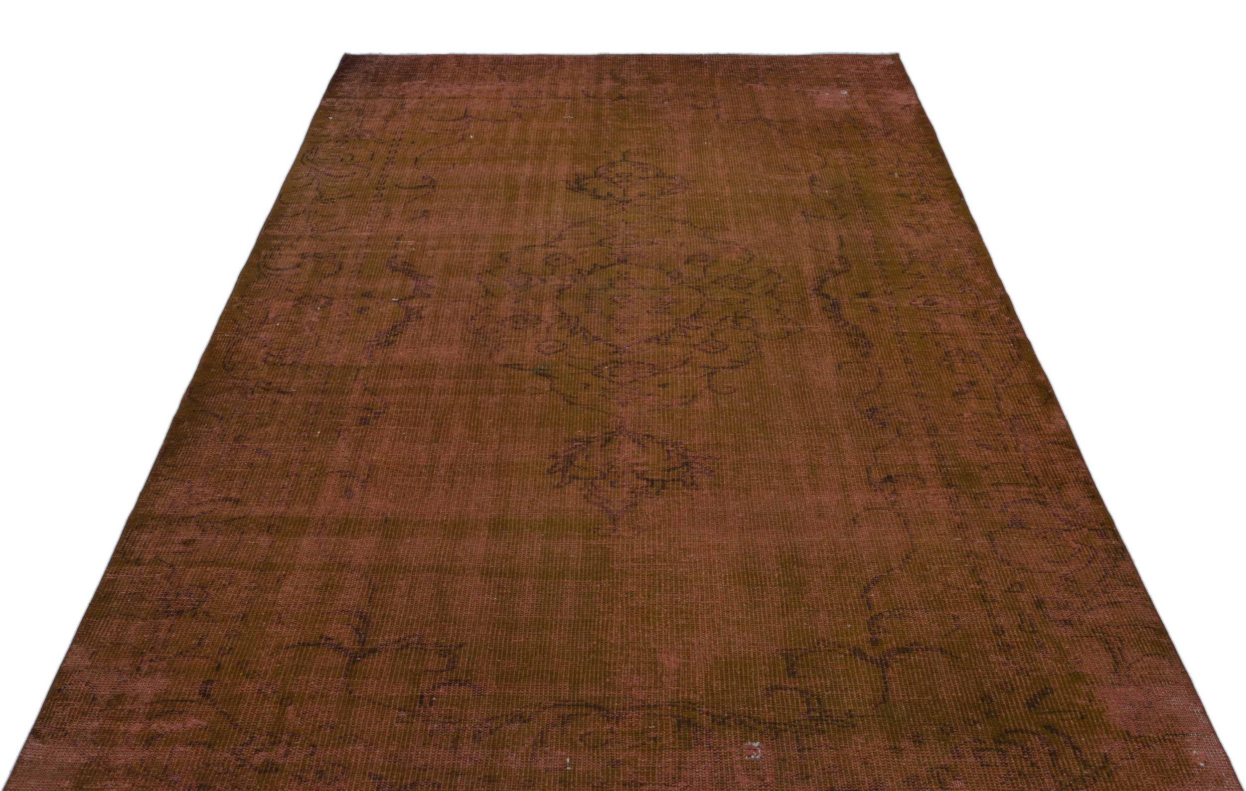 Brown Over Dyed Vintage Rug 5'11'' x 9'1'' ft 180 x 276 cm