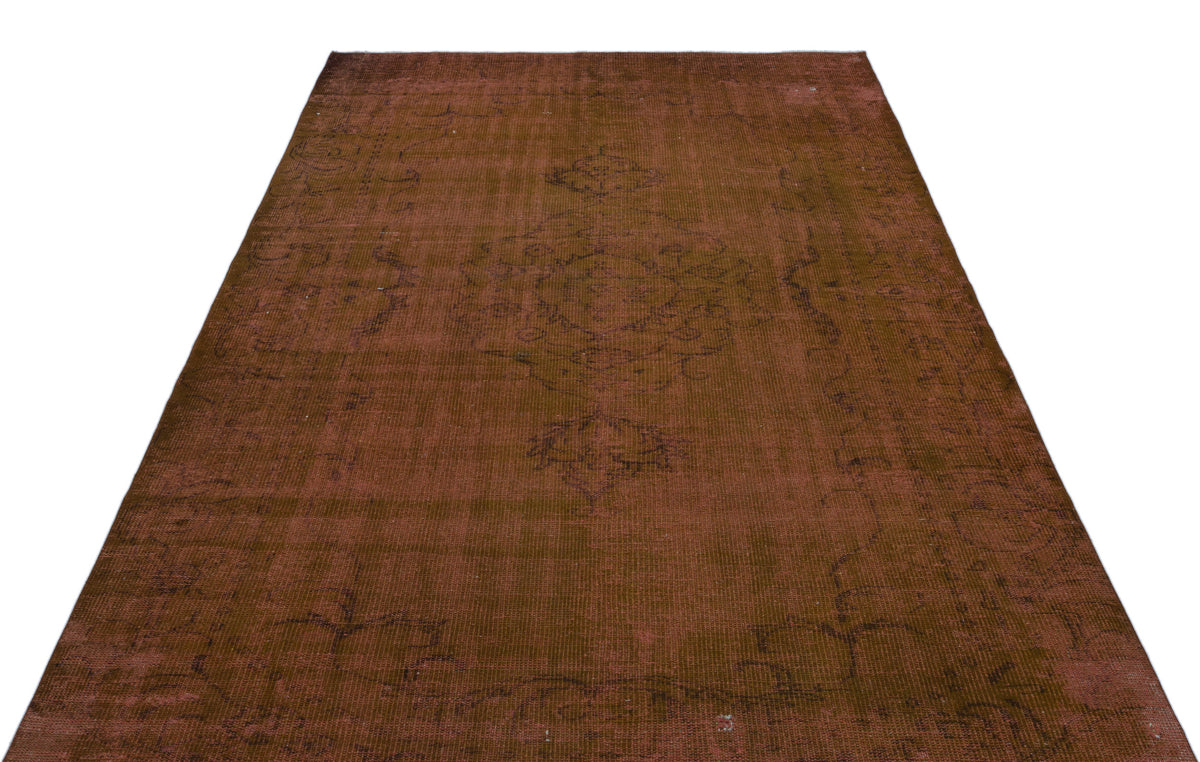 Brown Over Dyed Vintage Rug 5&#39;11&#39;&#39; x 9&#39;1&#39;&#39; ft 180 x 276 cm