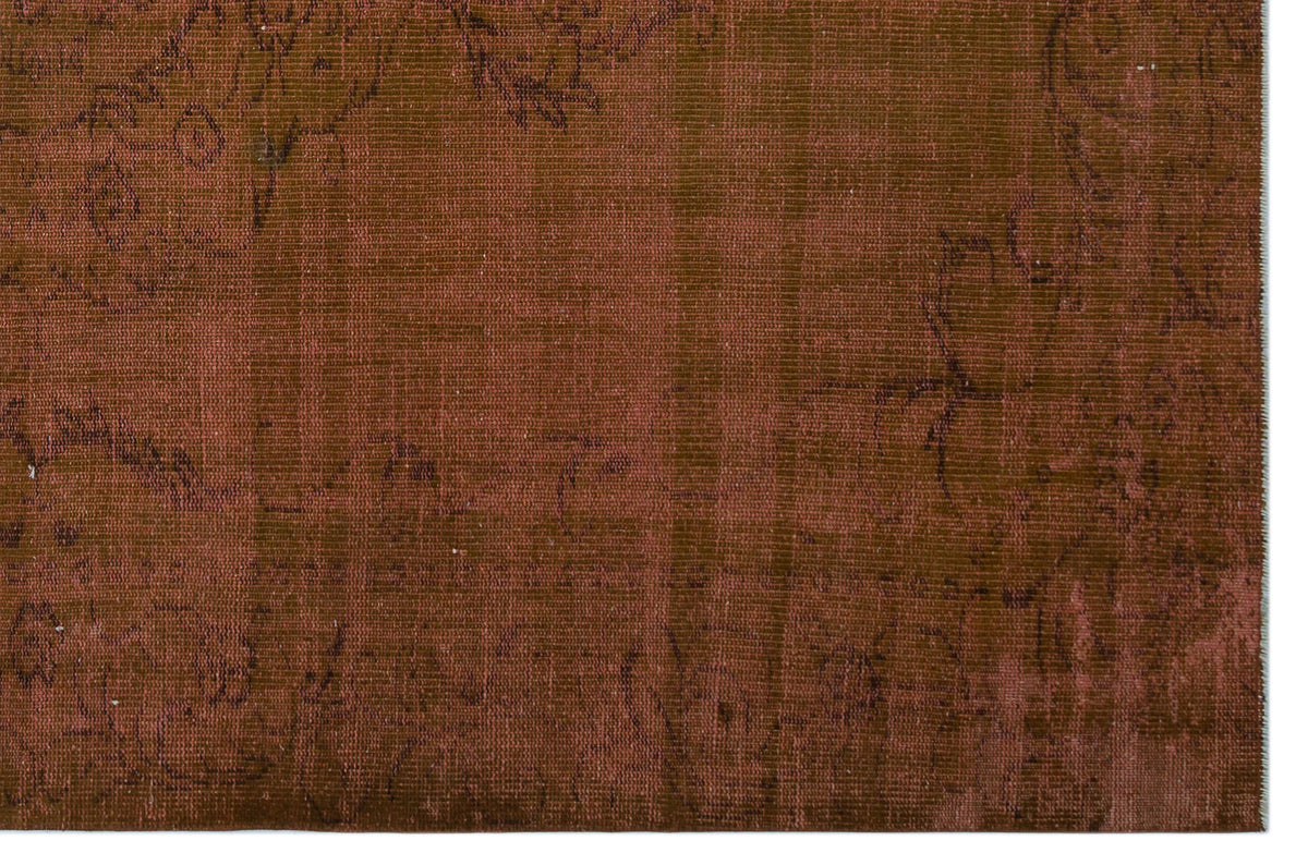 Brown Over Dyed Vintage Rug 5&#39;11&#39;&#39; x 9&#39;1&#39;&#39; ft 180 x 276 cm