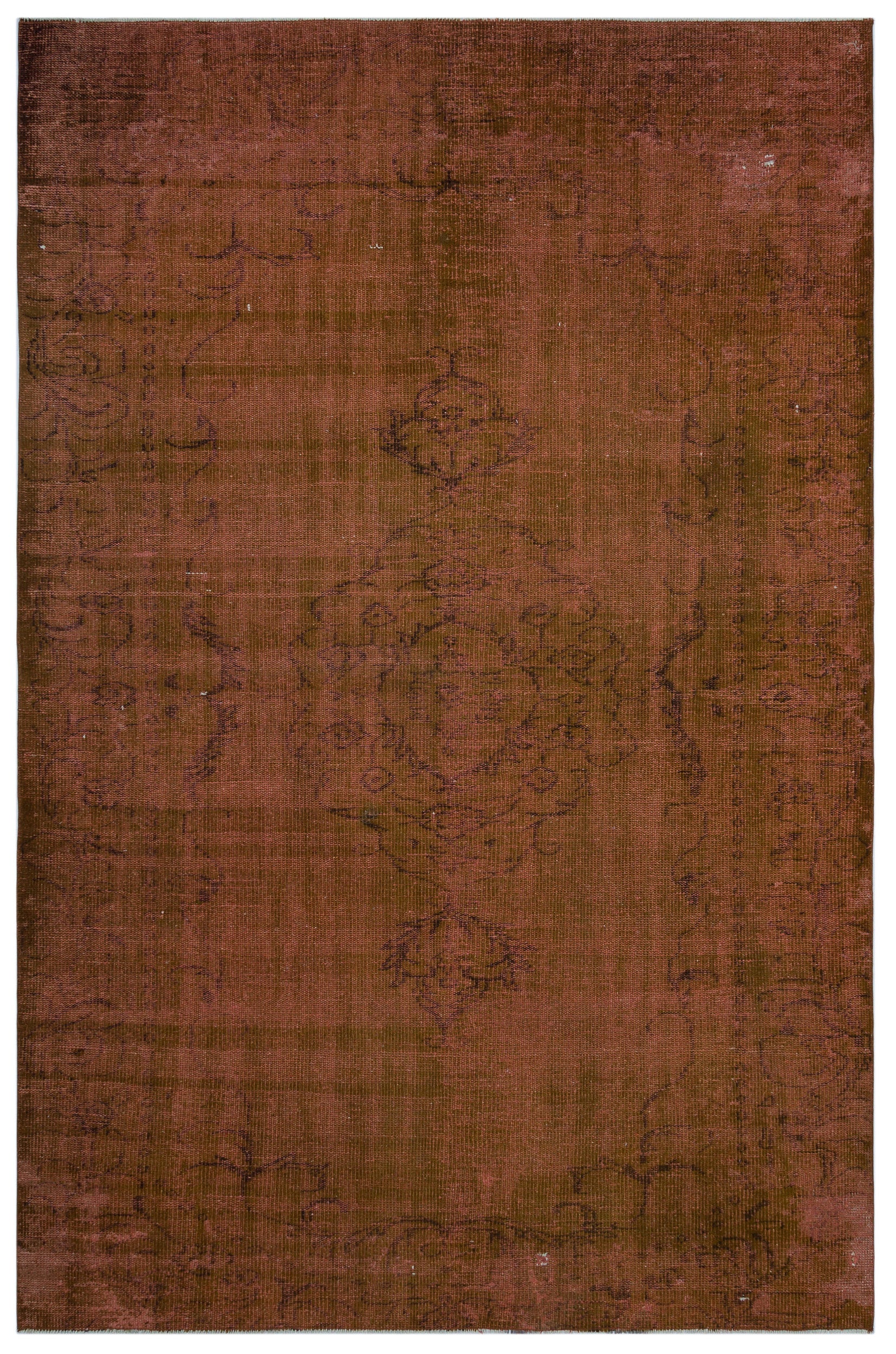 Brown Over Dyed Vintage Rug 5'11'' x 9'1'' ft 180 x 276 cm