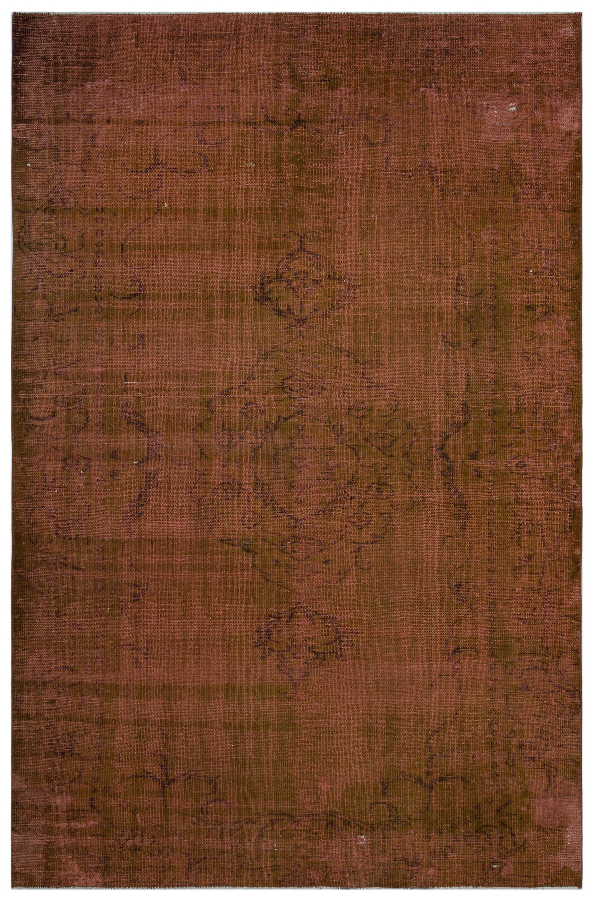 Brown Over Dyed Vintage Rug 5&#39;11&#39;&#39; x 9&#39;1&#39;&#39; ft 180 x 276 cm