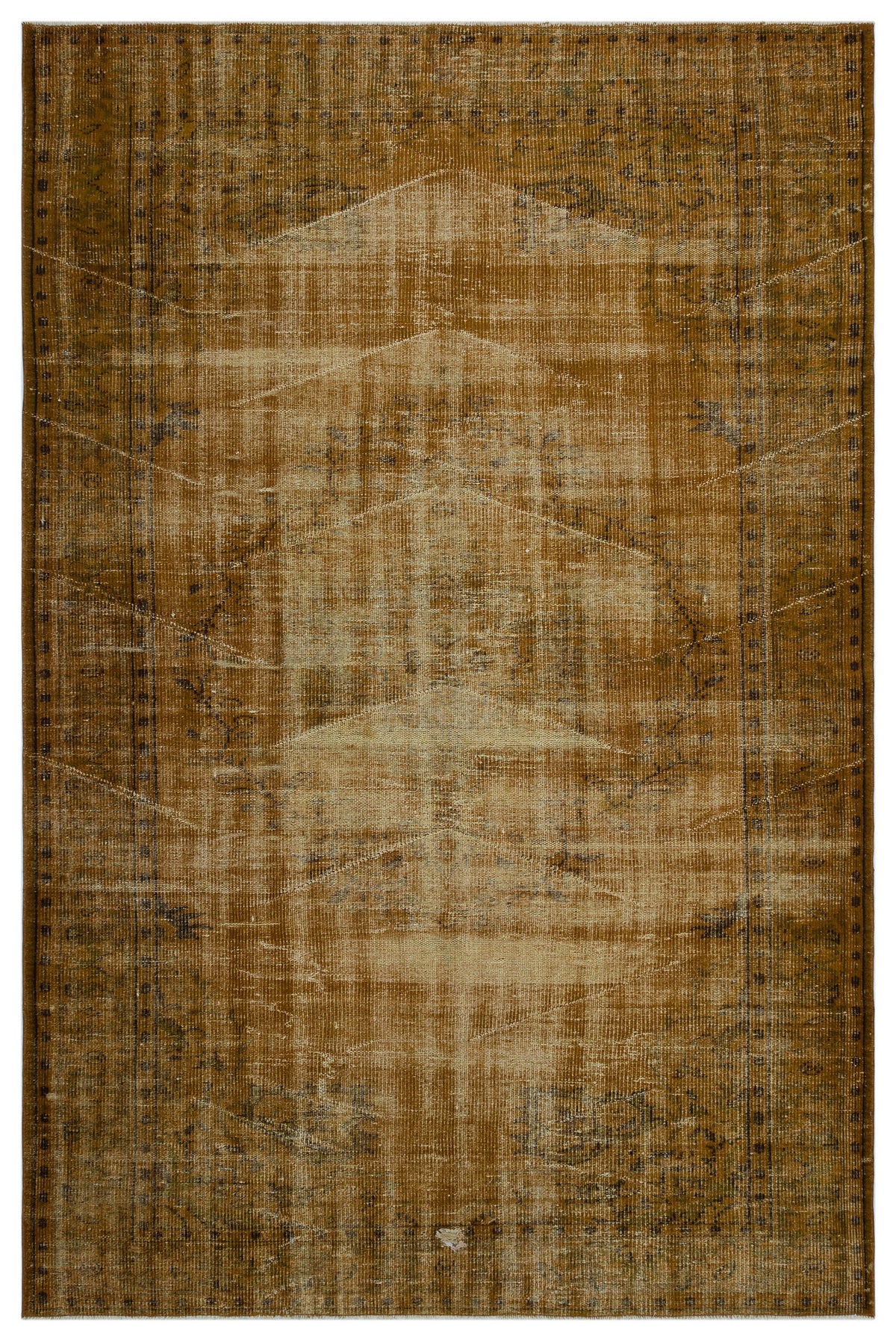 Brown Over Dyed Vintage Rug 6&#39;0&#39;&#39; x 9&#39;3&#39;&#39; ft 184 x 282 cm